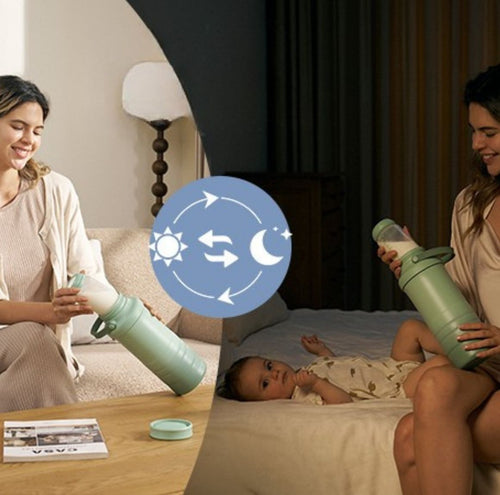 Enfriador Portátil para leche materna 22 oz, 360° por 24h, con 2 biberones, ideal viajes