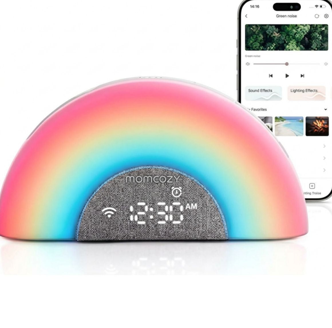 Máquina de Sonidos Inteligentes para Bebés DreamSync™Luz Arcoíris y Control por Aplicación
