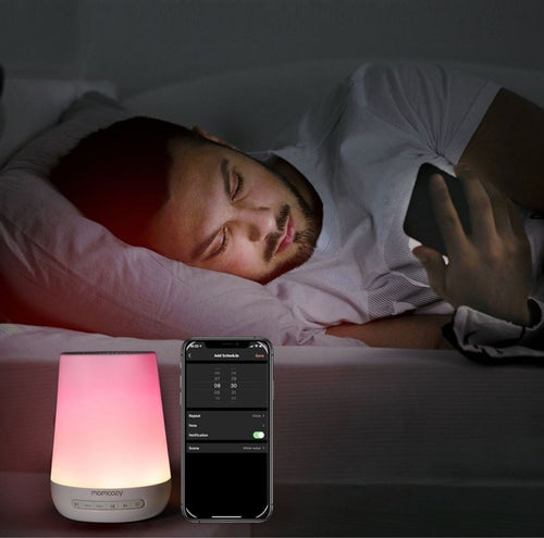 DreamSync™ – Máquina de Sonido para Bebé con Luz Nocturna, Ruido Blanco para Dormir, Entrenador de Sueño para Niños.