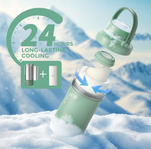 Enfriador Portátil para leche materna 22 oz, 360° por 24h, con 2 biberones, ideal viajes